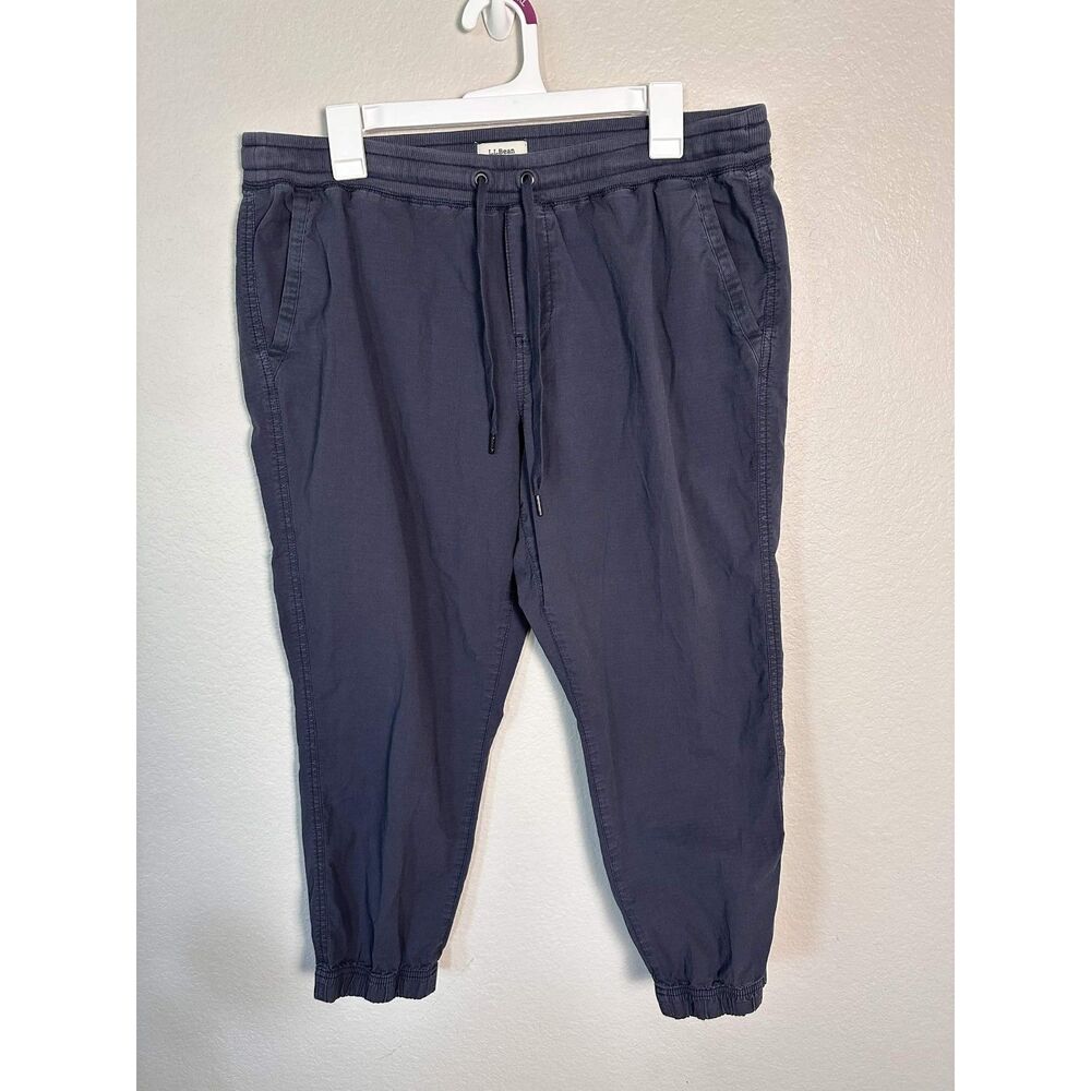 L.L. Bean Women's Stretch Ripstop Pull-On Slim-Leg Jogger Pants Navy Blue L PET